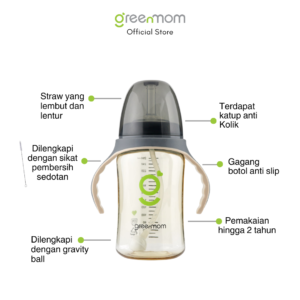 Alternative view of Greenmom PPSU Wide Straw / 260ml / Space Gray