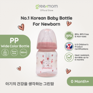 Greenmom PP Wide Color Bottle / 180ml / Rose Pink